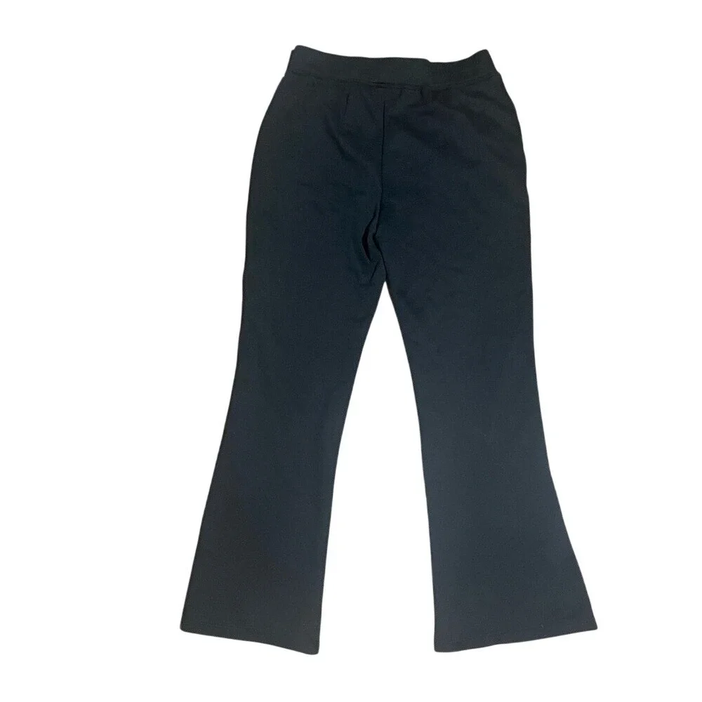 Spiritual Gangster‎ Womens Slim Wide Leg Pant Black Side Slit Athleisure Medium